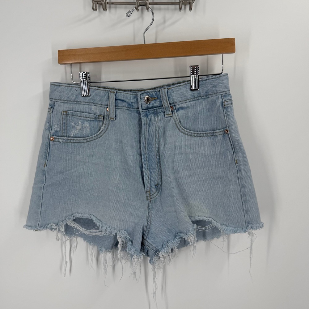 Wild Fable Jean Shorts Women 6 Light Distressed Cut Off High Rise Button Fly